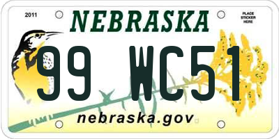 NE license plate 99WC51