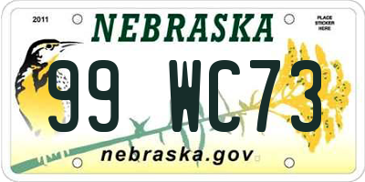 NE license plate 99WC73