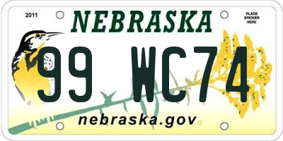 NE license plate 99WC74