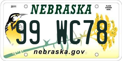 NE license plate 99WC78