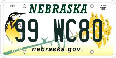 NE license plate 99WC80