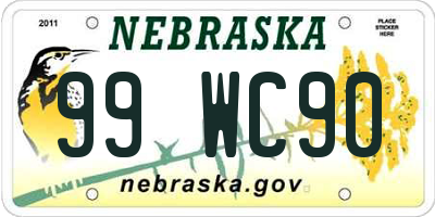 NE license plate 99WC90