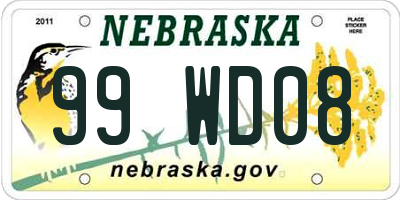 NE license plate 99WD08