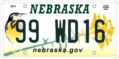 NE license plate 99WD16