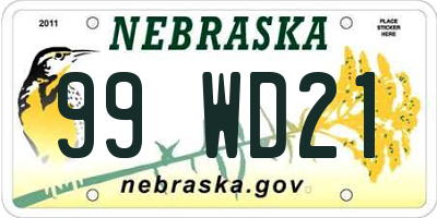 NE license plate 99WD21