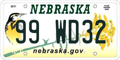 NE license plate 99WD32