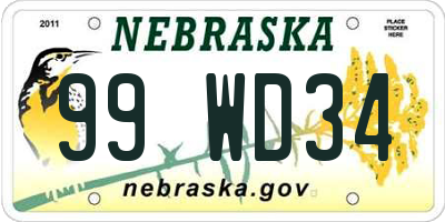 NE license plate 99WD34