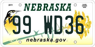 NE license plate 99WD36