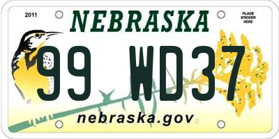 NE license plate 99WD37