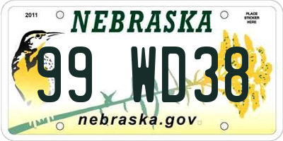 NE license plate 99WD38