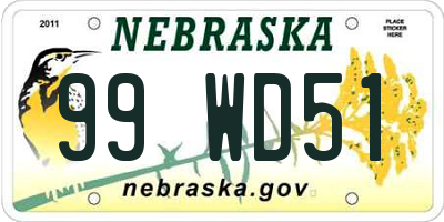 NE license plate 99WD51