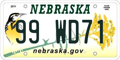 NE license plate 99WD71