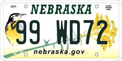 NE license plate 99WD72