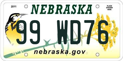 NE license plate 99WD76