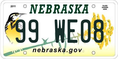 NE license plate 99WE08