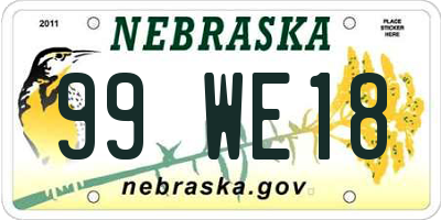 NE license plate 99WE18