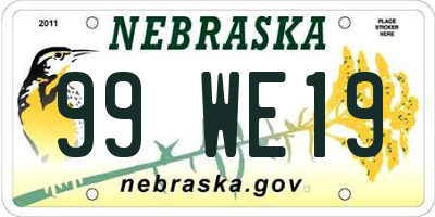 NE license plate 99WE19