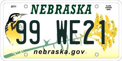 NE license plate 99WE21