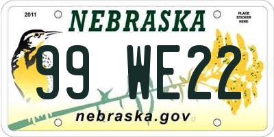 NE license plate 99WE22