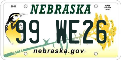 NE license plate 99WE26