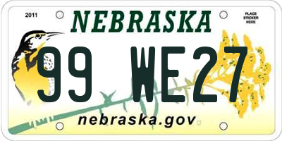 NE license plate 99WE27