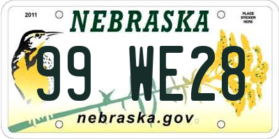 NE license plate 99WE28