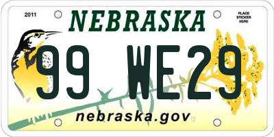 NE license plate 99WE29