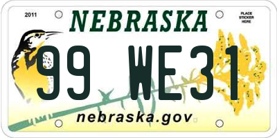 NE license plate 99WE31