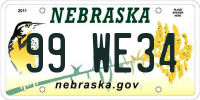 NE license plate 99WE34