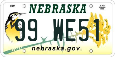 NE license plate 99WE51