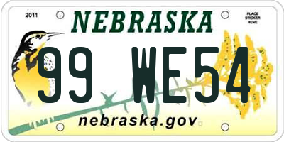 NE license plate 99WE54