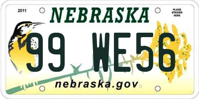 NE license plate 99WE56