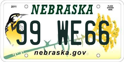 NE license plate 99WE66