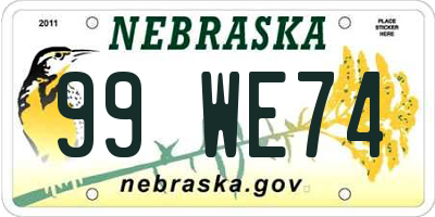 NE license plate 99WE74