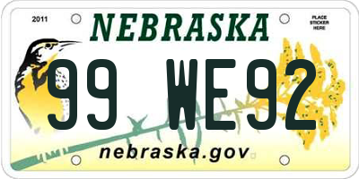 NE license plate 99WE92