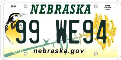 NE license plate 99WE94