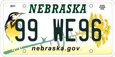 NE license plate 99WE96