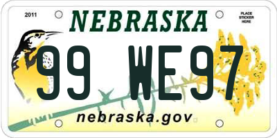 NE license plate 99WE97