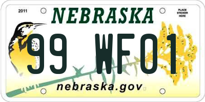 NE license plate 99WF01