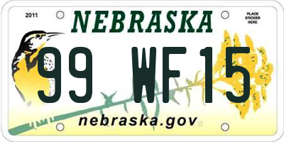 NE license plate 99WF15