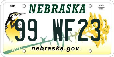 NE license plate 99WF23