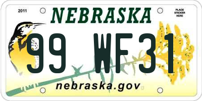 NE license plate 99WF31