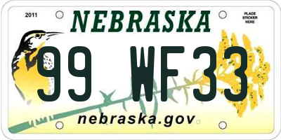 NE license plate 99WF33