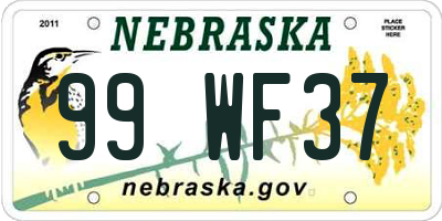 NE license plate 99WF37