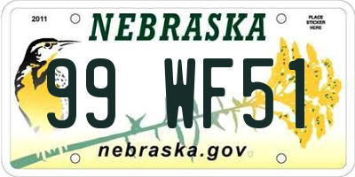 NE license plate 99WF51