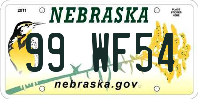 NE license plate 99WF54