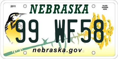 NE license plate 99WF58