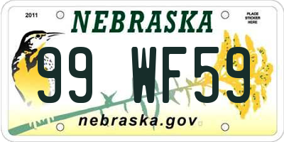 NE license plate 99WF59