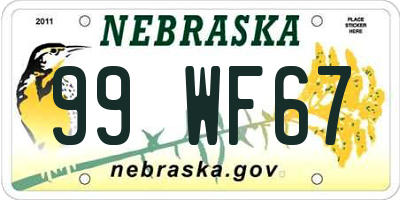 NE license plate 99WF67