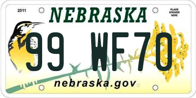 NE license plate 99WF70